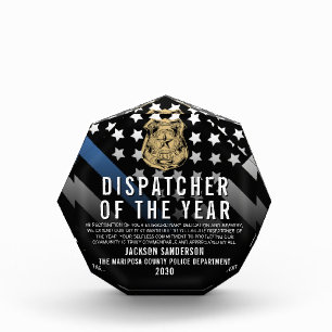 Police Dispatcher of the Year Blue Line Logo Acrylic Award