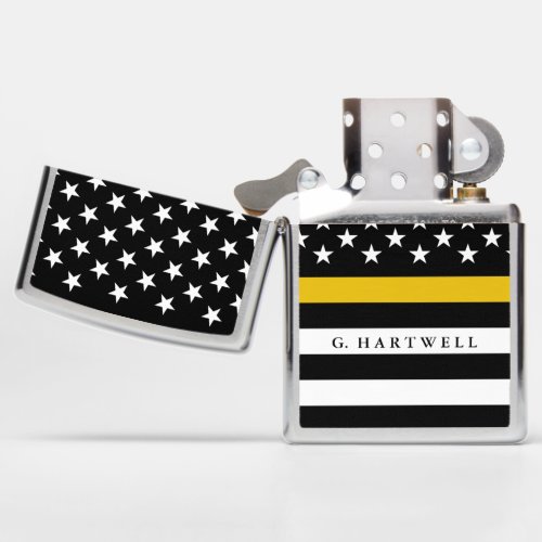 Police Dispatcher Styled American Flag Custom Name Zippo Lighter