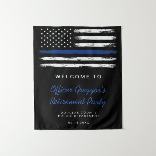 Police Distressed Thin Blue Line Retirement  Tapestry