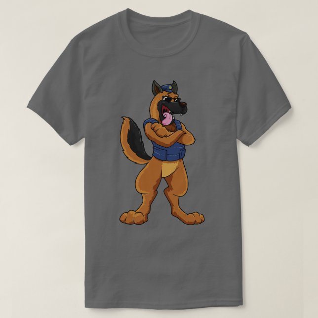Police dog as police officer with protective vest T-Shirt (Design Front)