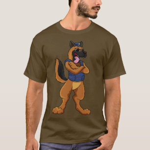 Police dog as police officer with protective vest T-Shirt
