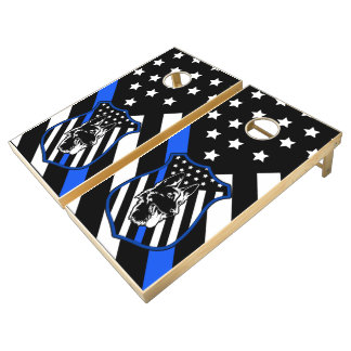 Police Dog Blue Line Flag Cornhole Set