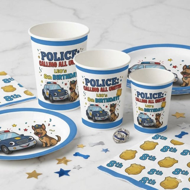 Police Dog Calling All Units Boy Birthday Paper Cups (Creator Uploaded)