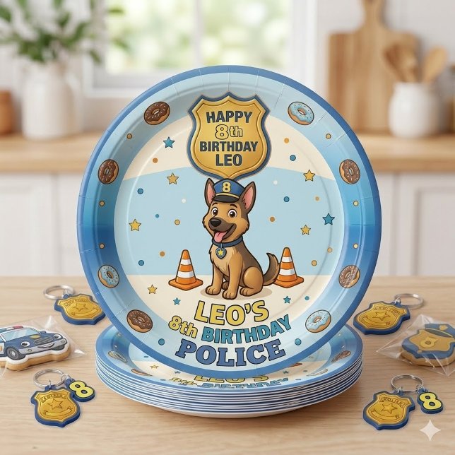 Police Dog Calling All Units Boy Birthday Paper Plates (Creator Uploaded)