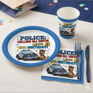 Police Dog Calling All Units Boy Birthday Paper Plates