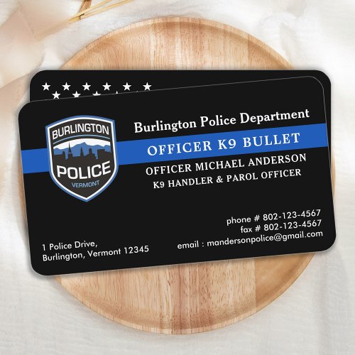 Police Dog K9 Unit Thin Blue Line Police Officer Business Card