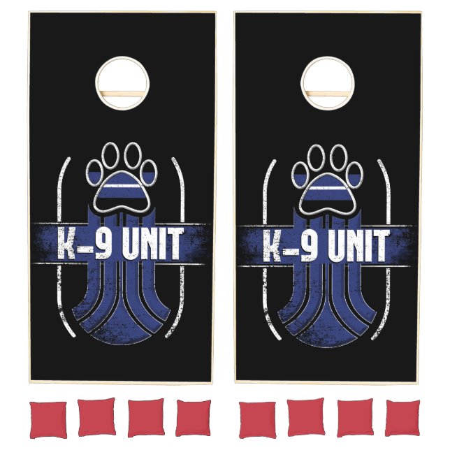 Police Dog K-9 Thin Blue Line Cornhole Set (Set)