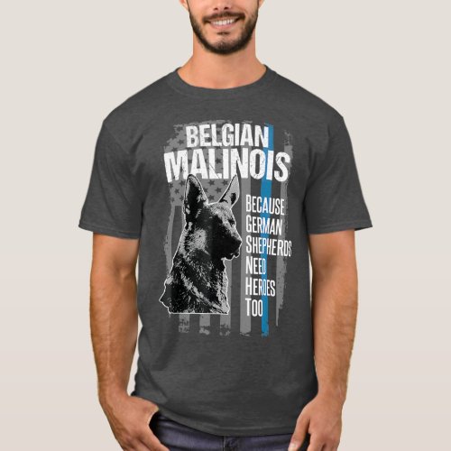 Police Dog Malinois Tshirt Funny K9 Thin Blue
