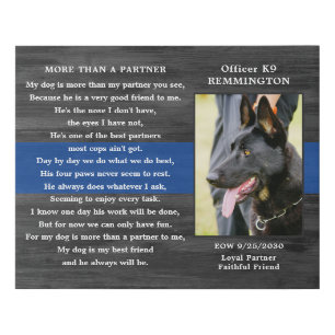 Police Dog Memorial Fallen Officer Police K9 Photo Faux Canvas Print