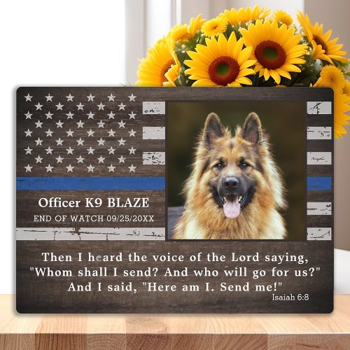 Police Dog Memorial Fallen Officer Police K9 Plaque