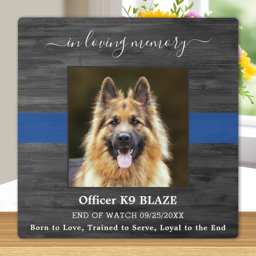 Police Dog Memorial K9 Officer In Loving Memory Plaque