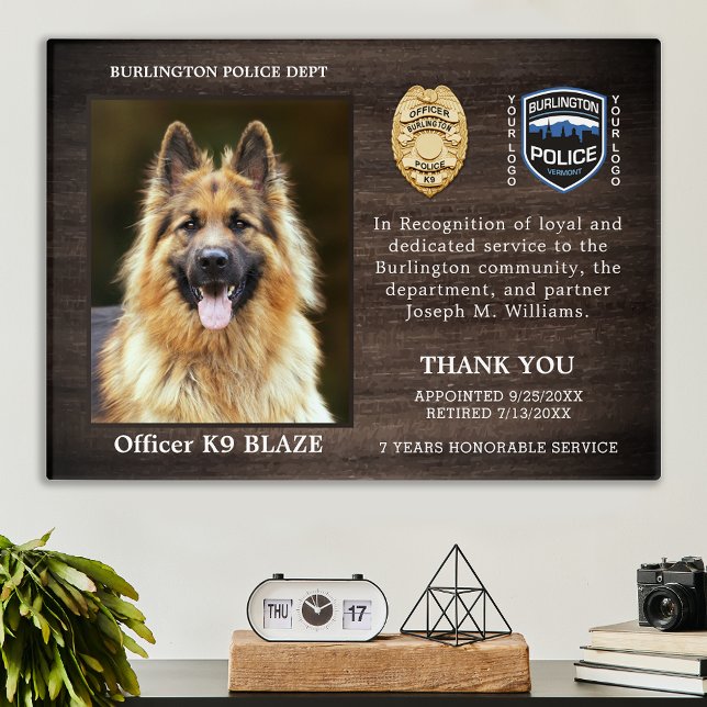 Police Dog Retirement Appreciation K9 Officer Plaq Acrylic Print (Creator Uploaded)