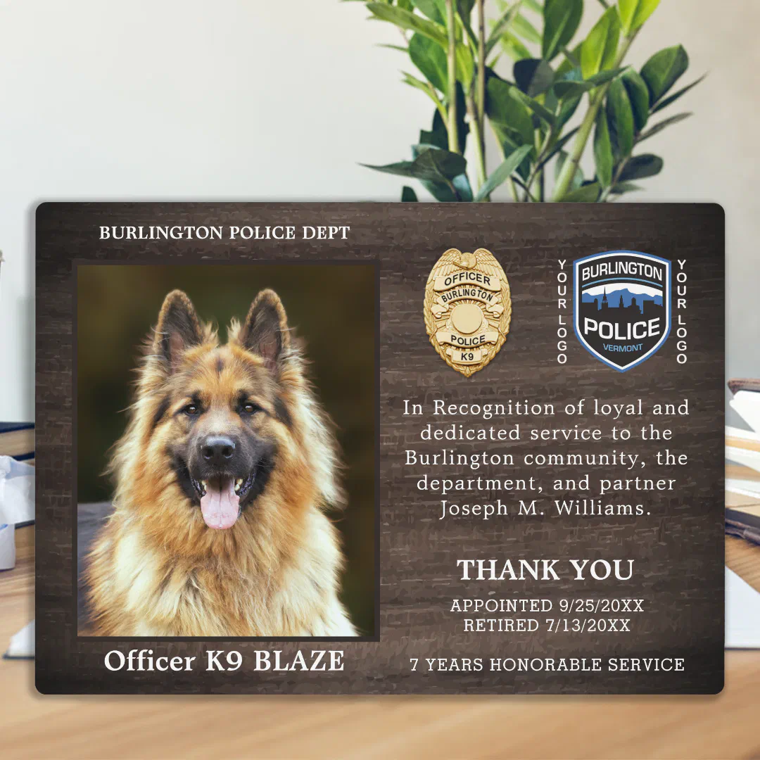 Police Dog Retirement Appreciation K9 Officer Plaque (Creator Uploaded)