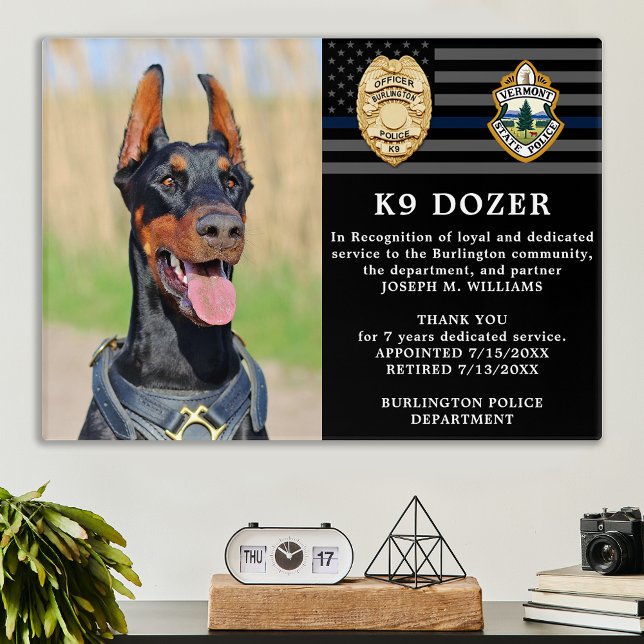 Police Dog Retirement Thin Blue Line K9 Photo  Acrylic Print (Creator Uploaded)