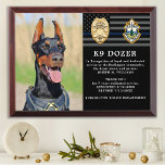 Police Dog Retirement Thin Blue Line K9 Photo  Award Plaque<br><div class="desc">Honor your best partner and police dog for his dedicated years of service with this Thin Blue Line Police Dog Retirement Appreciation Photo award plaque. Personalize with your police K9 officer's photo, name, personal message, service dates and service years. Also personalize with badge, department logo or seal. Perfect for police...</div>