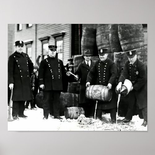 POLICE DUMP BOOTLEG PROHIBITION LIQUOR POSTER