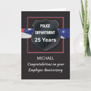 Police Employee 25 Year Personalize Anniversary Card