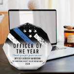 Police Employee of the Year Blue Line Flag Acrylic Award<br><div class="desc">This design features a police force flag with black and white stripes,  and a thin blue line stripe as well. This award is great for showing appreciation to an officer sheriff,  captain,  or chief for their service and recognizing them as officer of the year.</div>