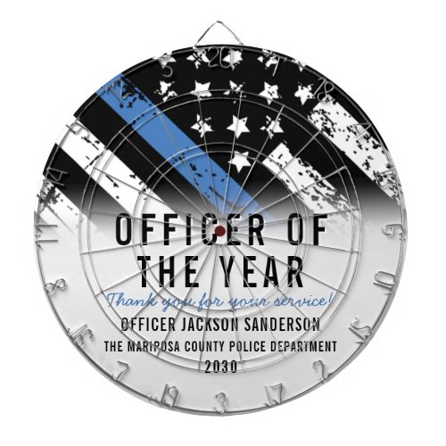 Police Employee of the Year Blue Line Flag Dart Board