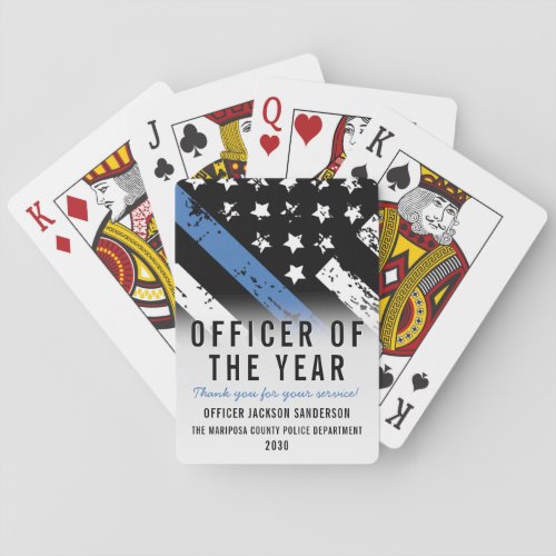 Police Employee of the Year Blue Line Flag Playing Cards