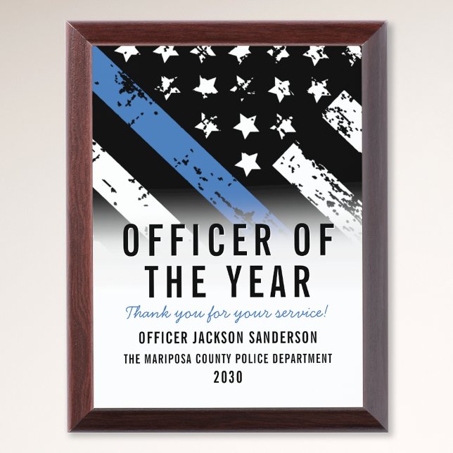 Police Employee of the Year Thin Blue Line Flag Award Plaque (Police Employee of the Year Thin Blue Line Flag Award Plaque)