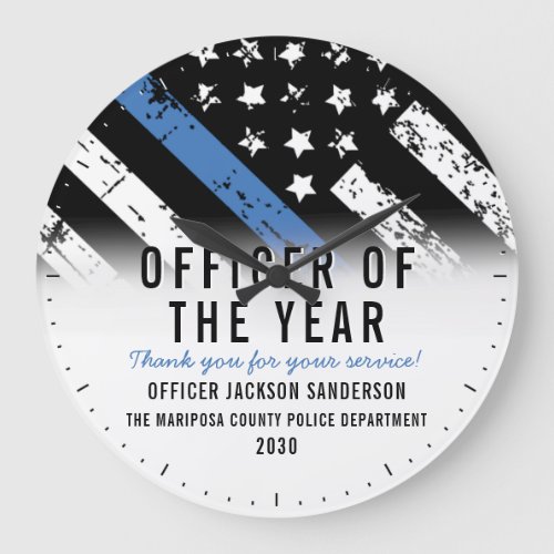 Police Employee of the Year Thin Blue Line Large Clock