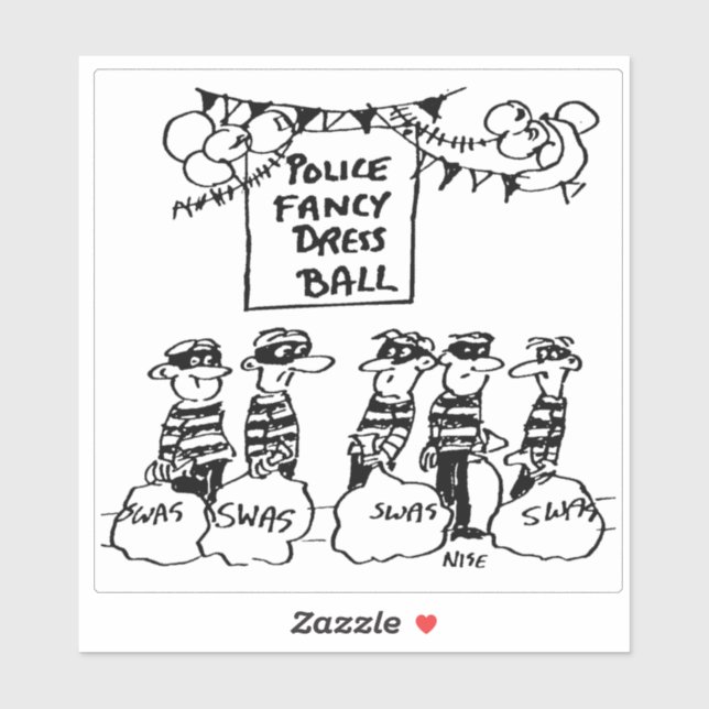 Police Fancy Dress Ball Cartoon. Funny Sticker (Sheet)