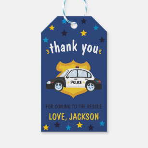 Police Favor Tag for Birthday Party Cops Patrol