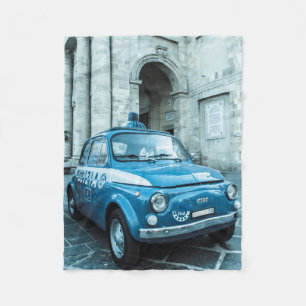 Police Fiat 500, Italy, Fleece Blanket vintage car