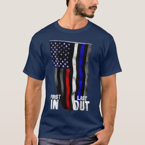 Police Fire EMS First Responder American Flag T_Shirt