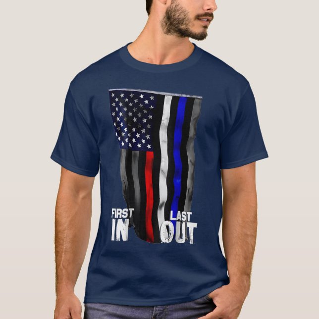 Police Fire EMS First Responder American Flag T-Shirt (Front)