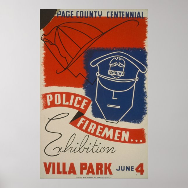 Police, Firemen Exhibition Vintage WPA Poster (Front)
