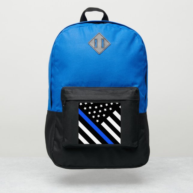 Police Flag Backpack Blue Black (Front)