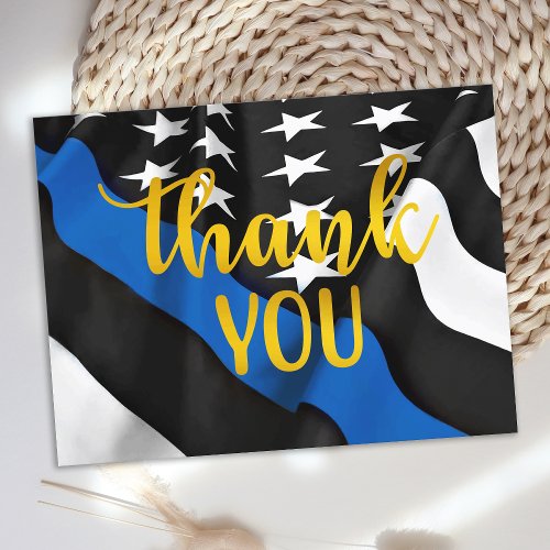 Police Flag Gold Script Law Enforcement Thank You Postcard