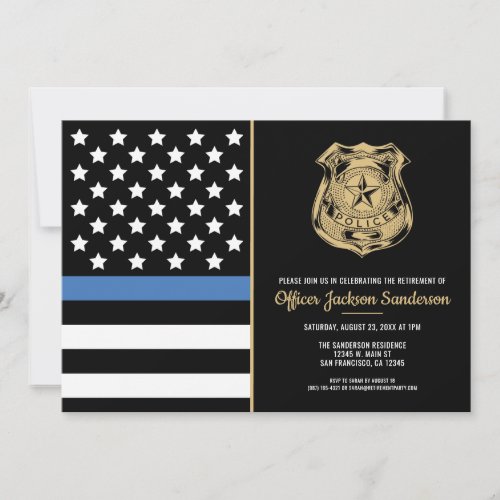 Police Flag Law Enforcement Retirement Party Invitation