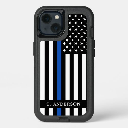 Police Flag Personalized Thin Blue Line iPhone 13 Case