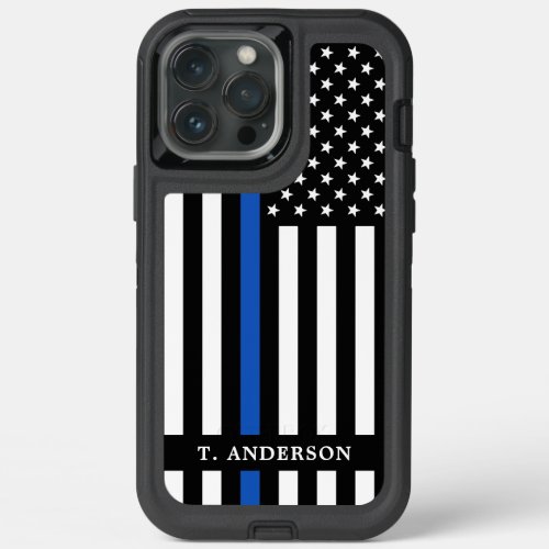 Police Flag Personalized Thin Blue Line iPhone 13 Pro Max Case