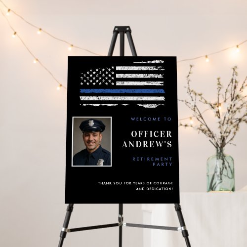 Police Flag & Photo Retirement Party Welcome Sign