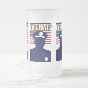 POLICE FOR TRUMP FROSTED GLASS BEER MUG