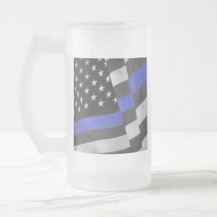 Police Frosted Glass Beer Mug