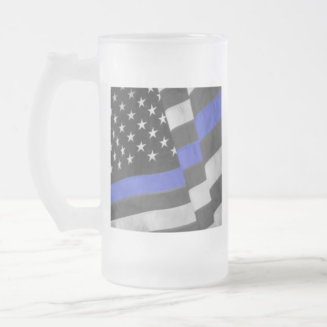 Police Frosted Glass Beer Mug (Left)