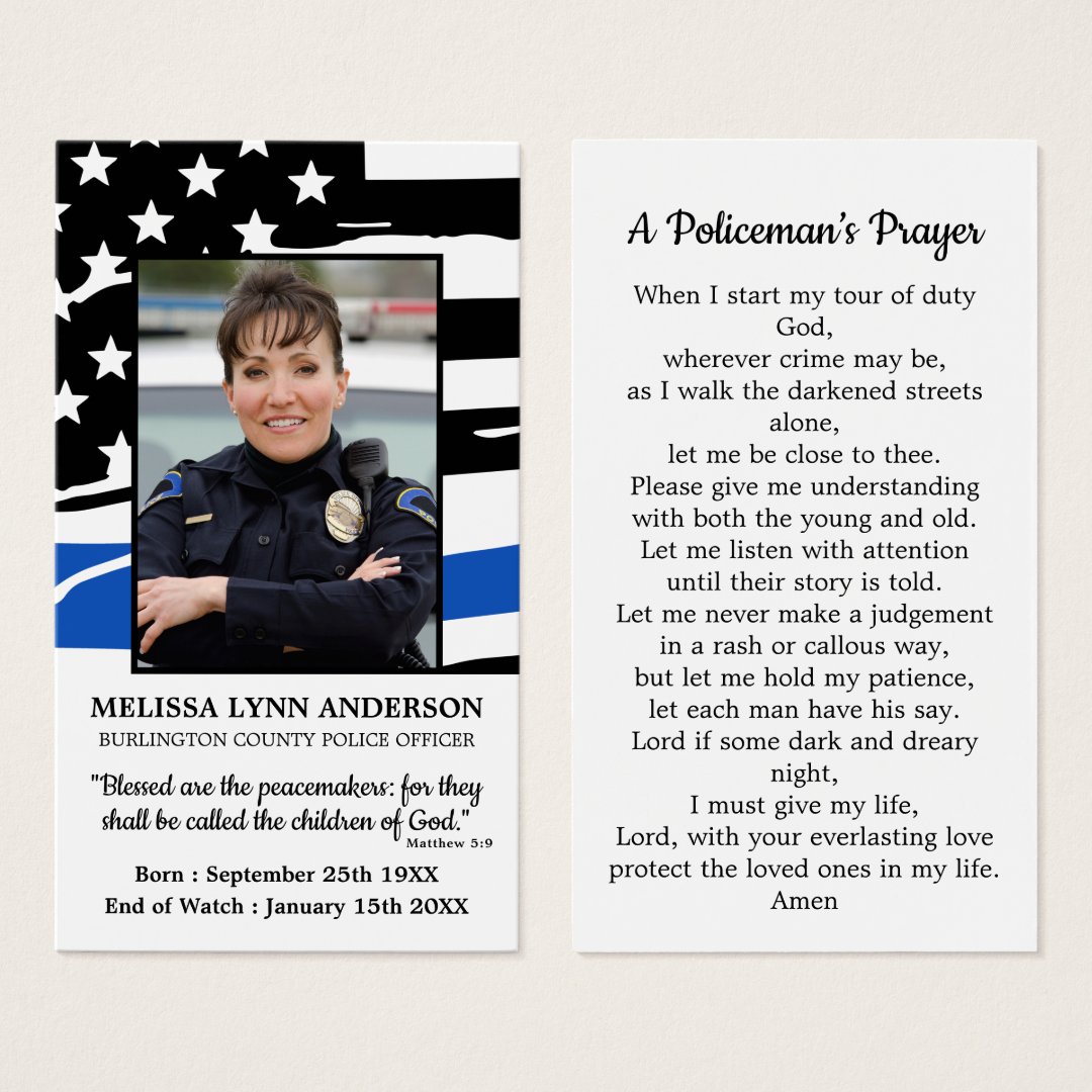 Police Funeral Prayer Card Fallen Officer Memorial | Zazzle