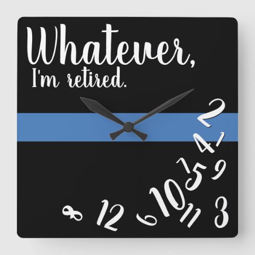 Police Funny Retirement Thin Blue Line Square Wall Clock