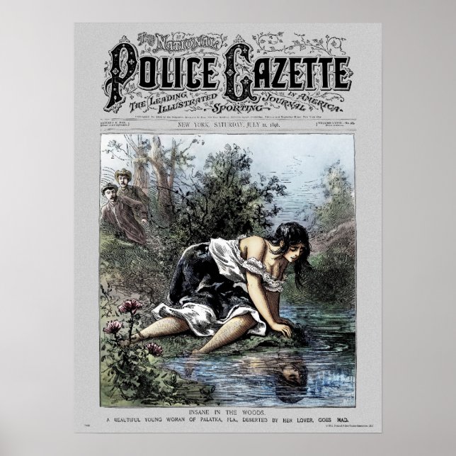 Police Gazette poster Insane Woods (Front)