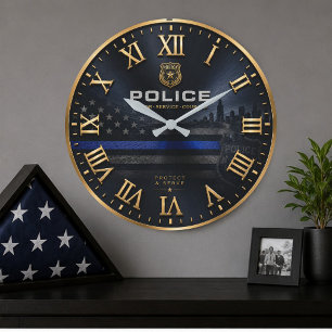 Police Gift Honor Service Courage Law Large Clock