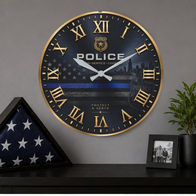 Police Gift Honor Service Courage Law Large Clock (Creator Uploaded)