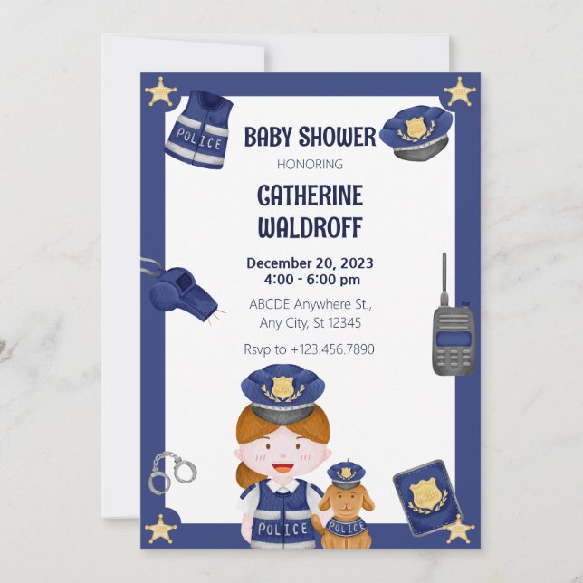 Police girl baby shower Invitation (Front)