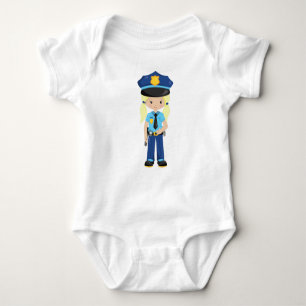 Police Girl, Police Officer, Cop, Blonde Hair Baby Bodysuit