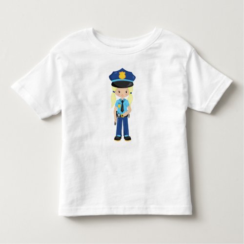 Police Girl Police Officer Cop Blonde Hair Toddler T_shirt