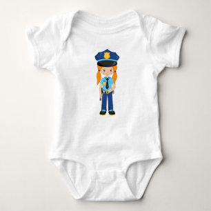 Police Girl, Police Officer, Cop, Orange Hair Baby Bodysuit